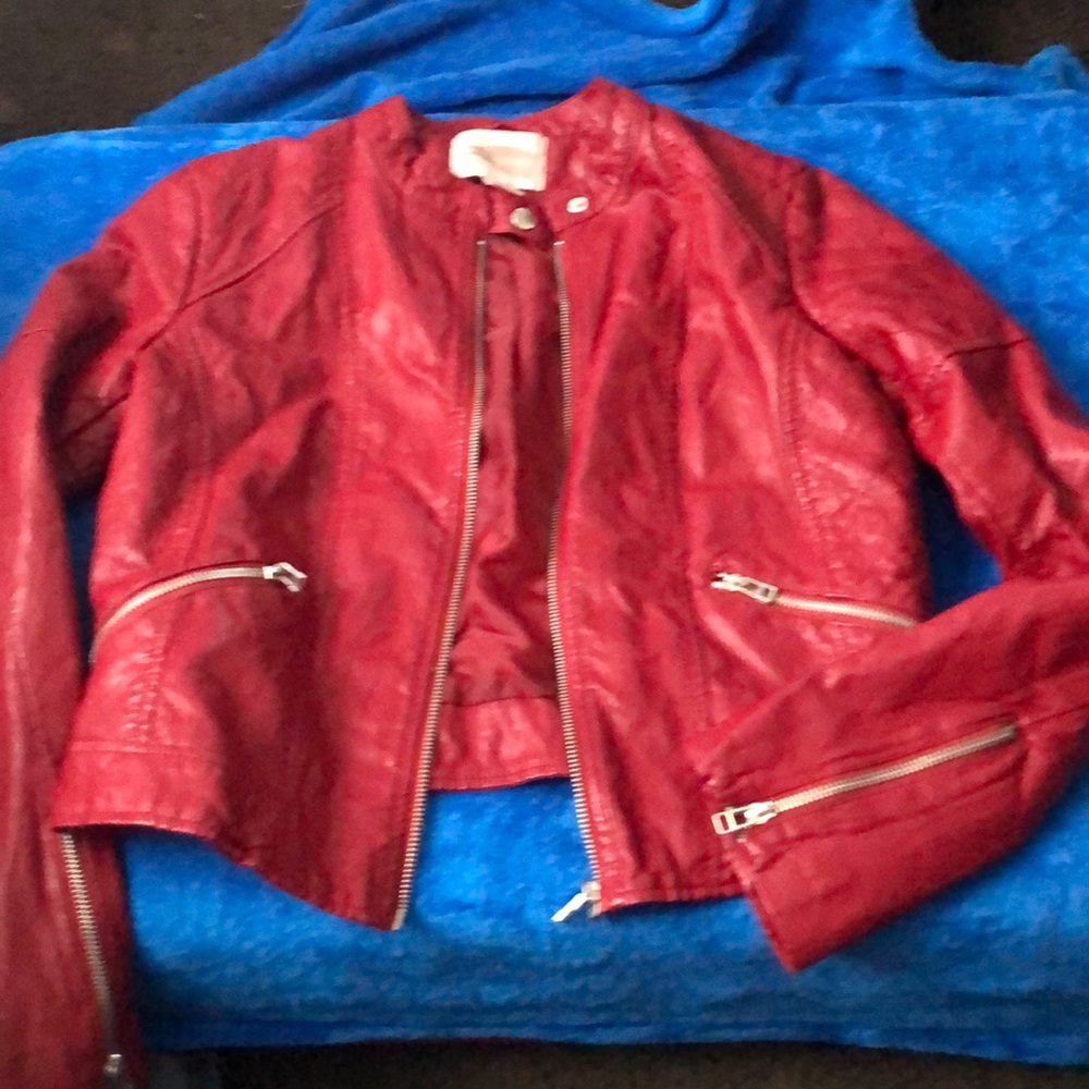 Burgundy Moto Jacket, New
